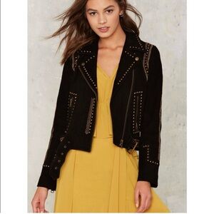 Nasty Gal Black Studded Leather Jacket S